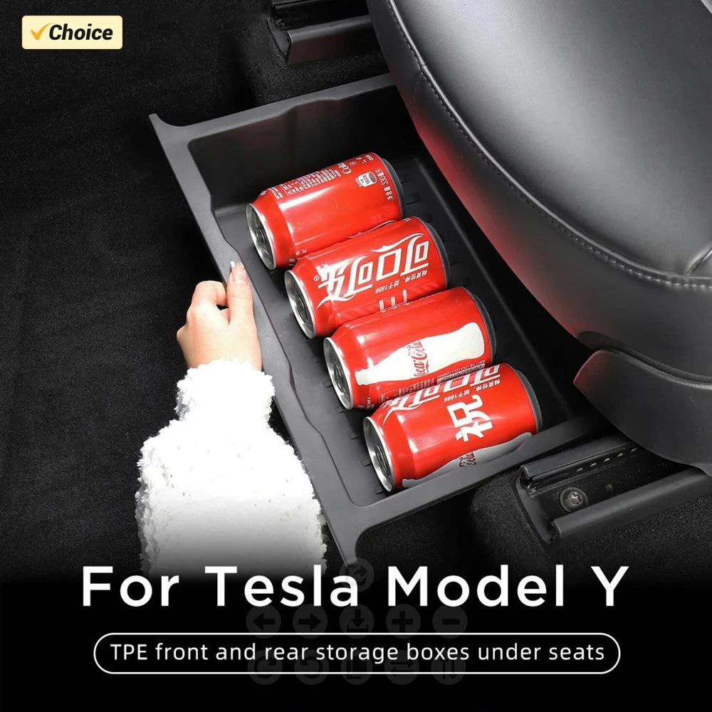 Tesla Model Y Under Seat Storage Box | Hidden Console Organizer Bin for Front & Rear Seats