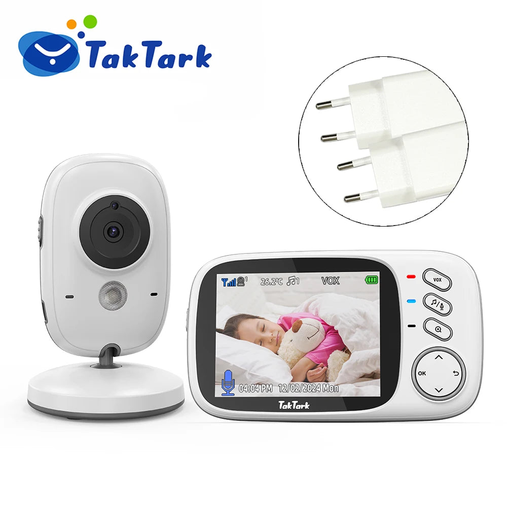 Monitor inalámbrico para bebés con audio bidireccional, visión nocturna, monitoreo de temperatura y canciones de cuna - TakTark BM603