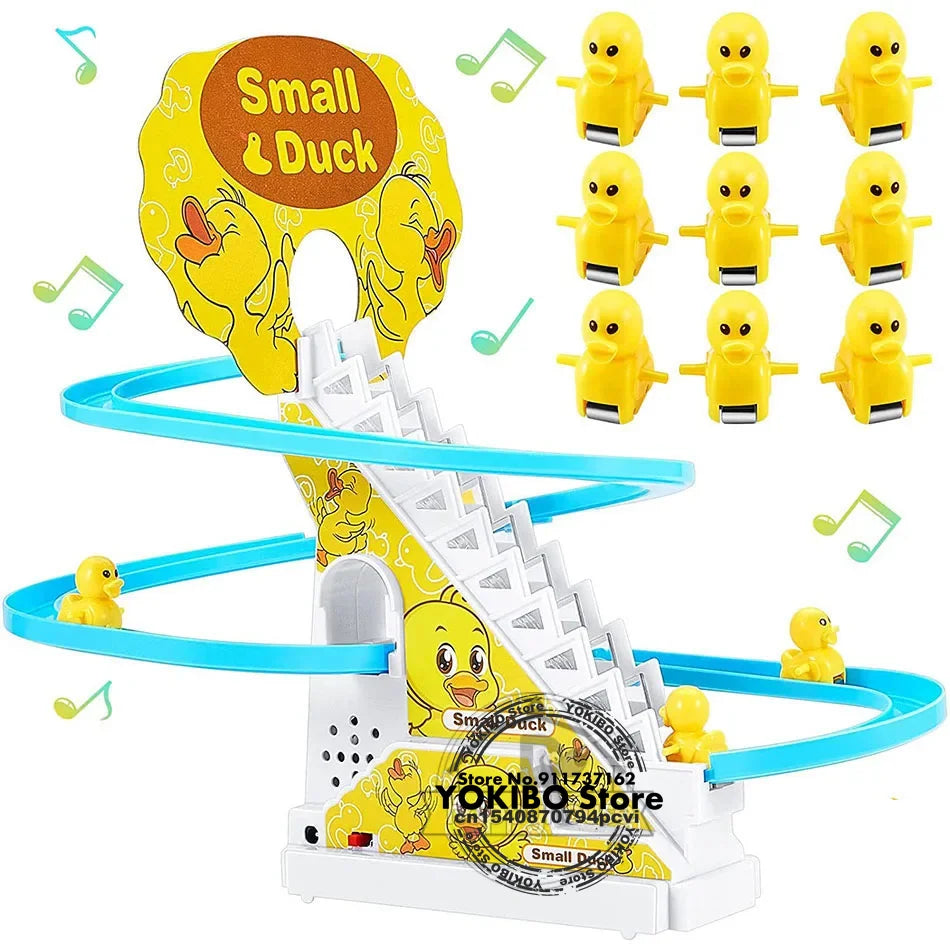 Electric Duck Climbing Toy - Musical LED Slide Track for Toddlers