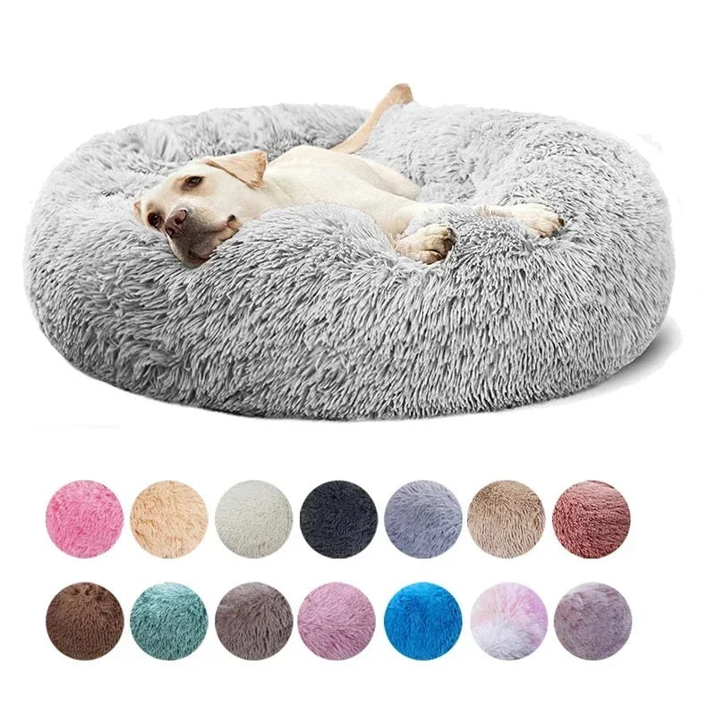 Plush Donut Cat Bed - Super Soft Washable Pet Nest (5 Sizes, 20 Colors)