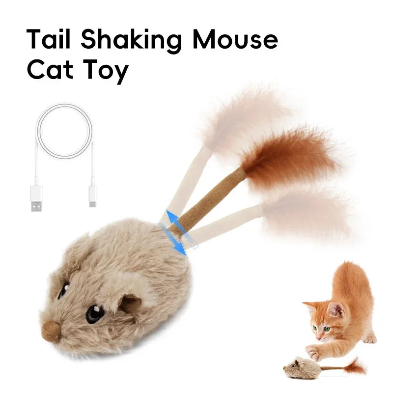 Rechargeable Automatic Mouse Cat Toy - Realistic Moving & Sound Toy for Indoor Cats