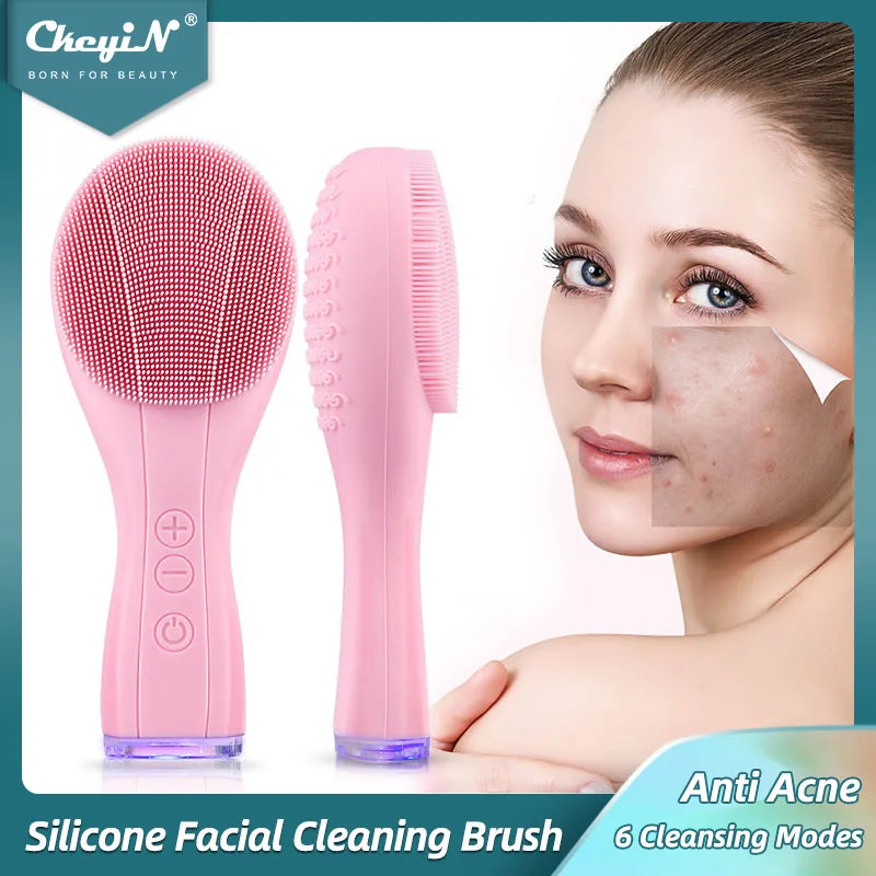 Food-Grade Silicone Facial Brush – IPX7 Waterproof Electric Face Cleaner with 12,000 Vibrations for Deep Pore Cleansing