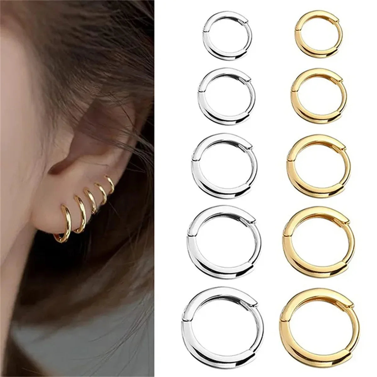 Stainless Steel Small Hoop Earrings – Unisex Cartilage and Helix Piercing Jewelry