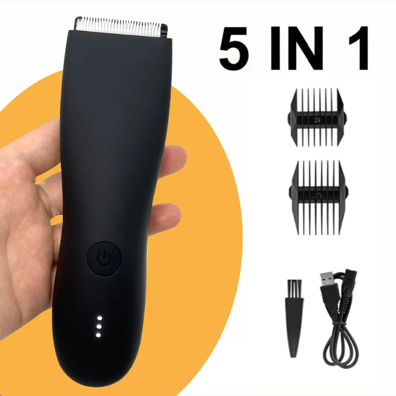 Professional Rechargeable Body & Beard Trimmer for Men – Waterproof Electric Shaver with Ceramic Blades