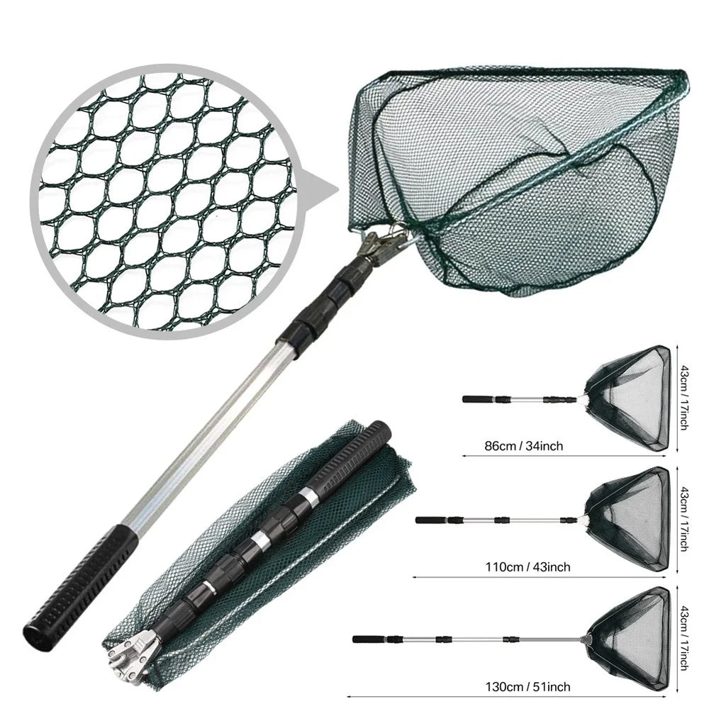 Durable Telescopic Fishing Landing Net – Aluminum Alloy, Folding Mesh, Extendable