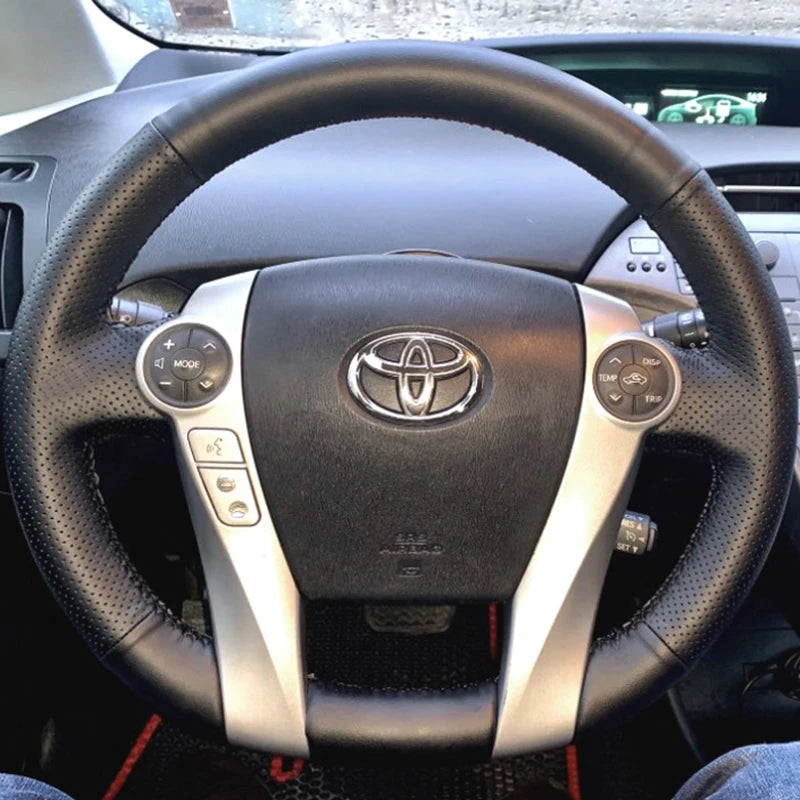 Custom Car Steering Wheel Cover for Toyota Prius 2009-2017 - Non-Slip, Sweat-Absorbent Protection