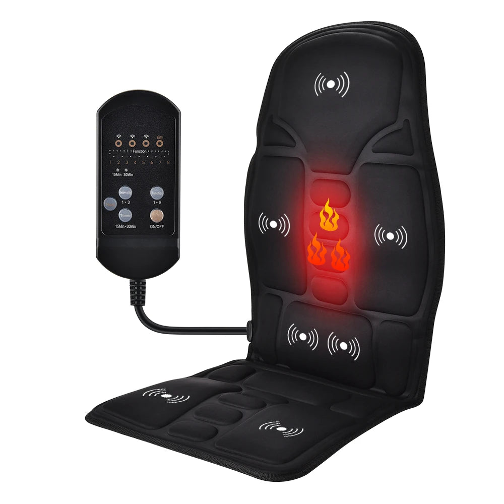 Heated Vibrating Massage Cushion for Back, Neck & Full Body Relief