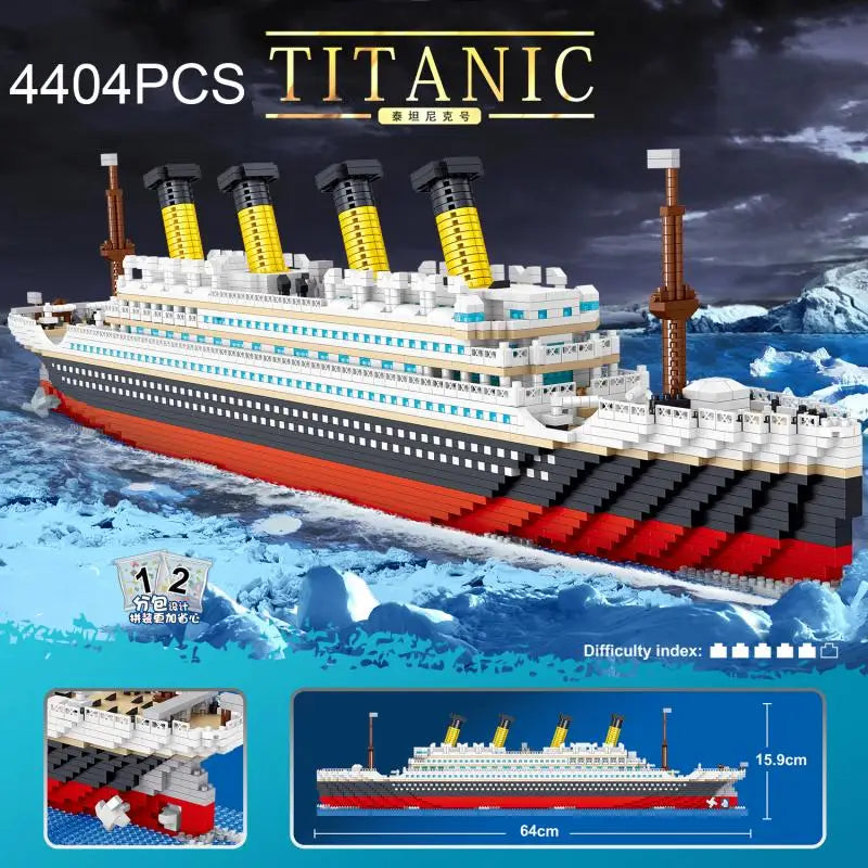 4404-Piece Titanic Building Blocks Set – Mini Cruise Ship Model Kit for Adults & Kids