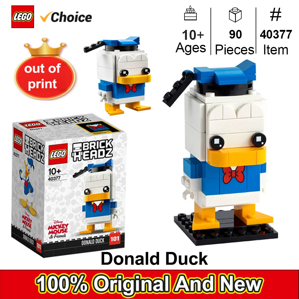 Donald Duck BrickHeadz Building Set – Collectible LEGO Display Toy for Kids and Adults