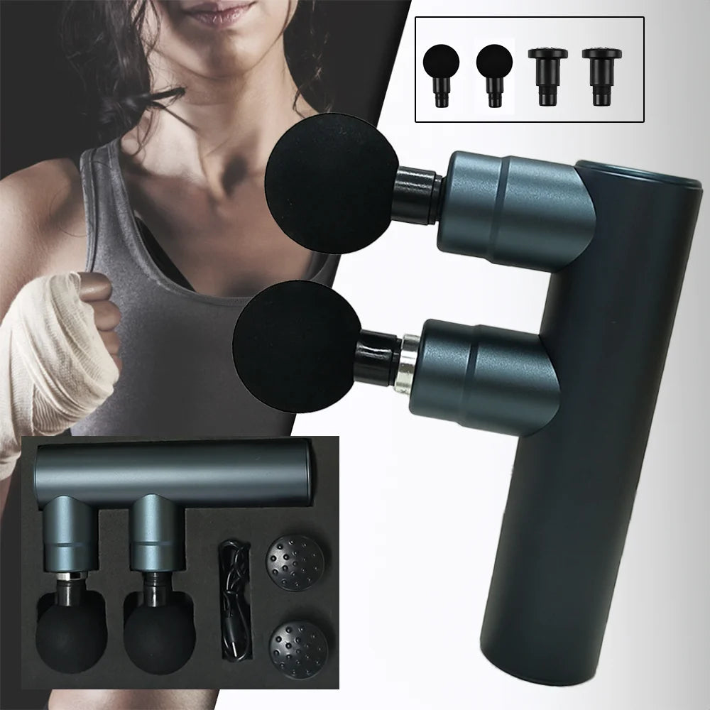 Deep Tissue Percussion Massage Gun for Muscle Recovery & Pain Relief – Quiet Handheld Massager with 4 Heads & 4 Speeds