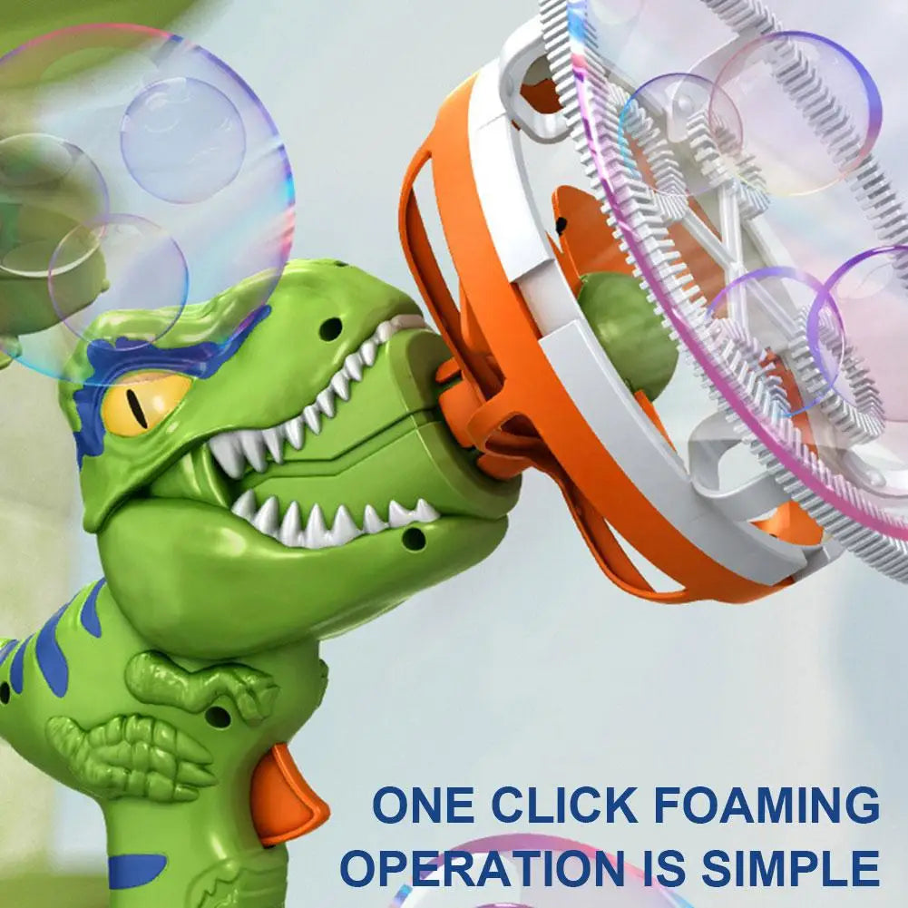 Dinosaur Bubble Blaster Gun - Electric Bubble Machine with Fan for Kids Outdoor Play