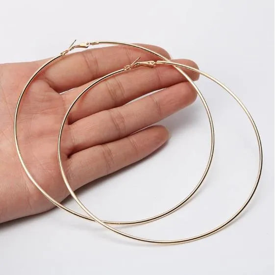 Trendy Oversized Hoop Earrings in Gold and Silver with Rhinestone Trim