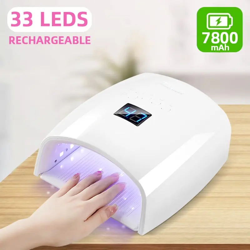 Portable 66W Rechargeable UV LED Nail Lamp – Professional Nail Dryer for Gel Polish with 33 LED Beads