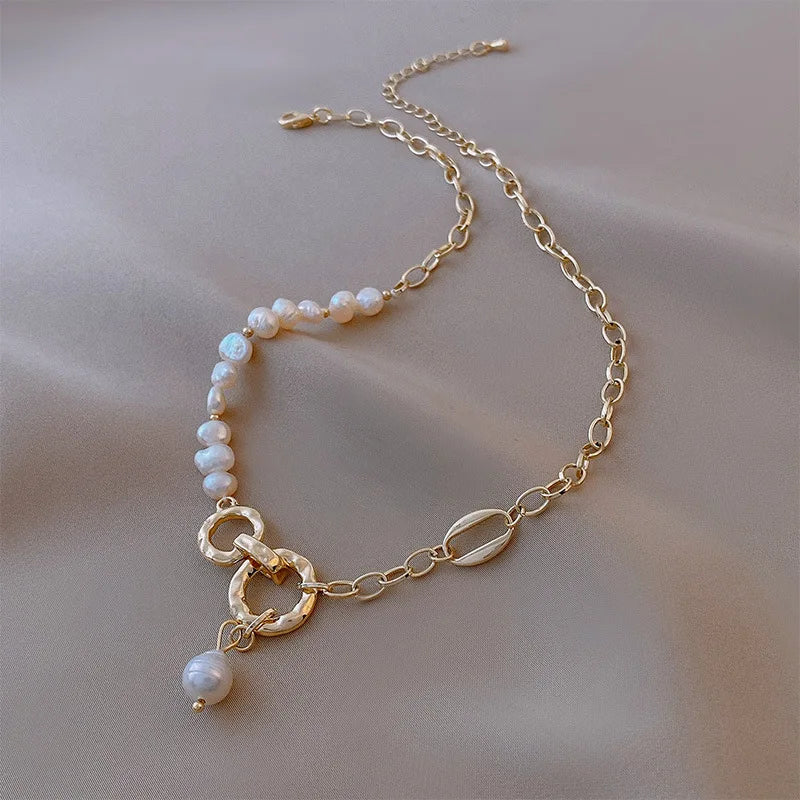 Gold-Filled Freshwater Pearl Lock Necklace for Women – Elegant Engagement Jewelry