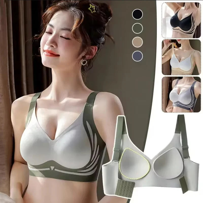 Wireless Push-Up Bra with Seamless Lift and Anti-Sagging Support