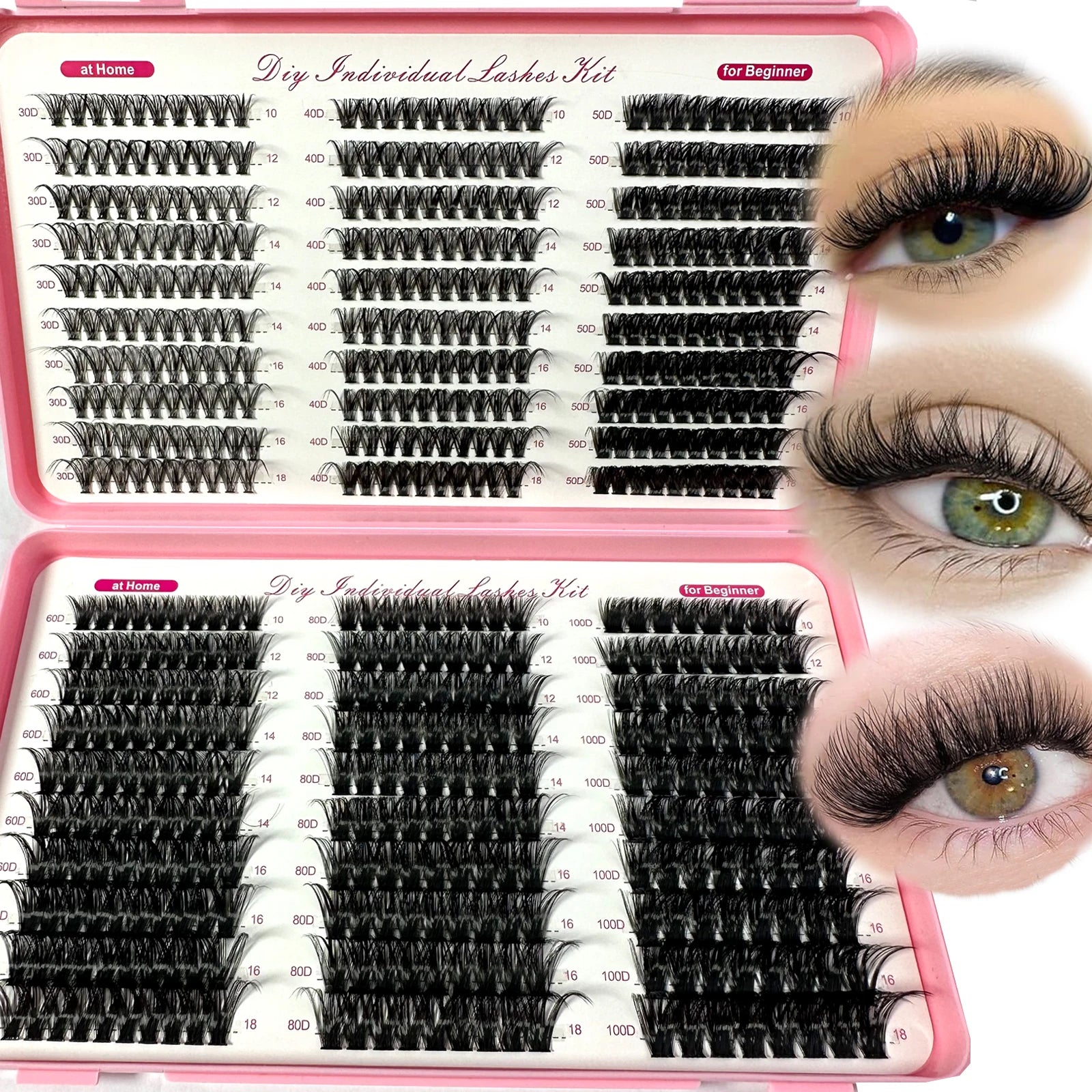 Professional DIY Cluster Eyelash Extensions Kit – 570-640pcs Mixed Length Voluminous Lashes