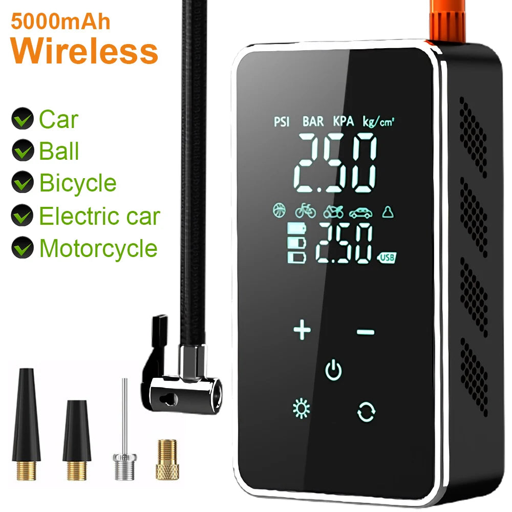 Rechargeable Electric Bike Pump with Digital Pressure Gauge