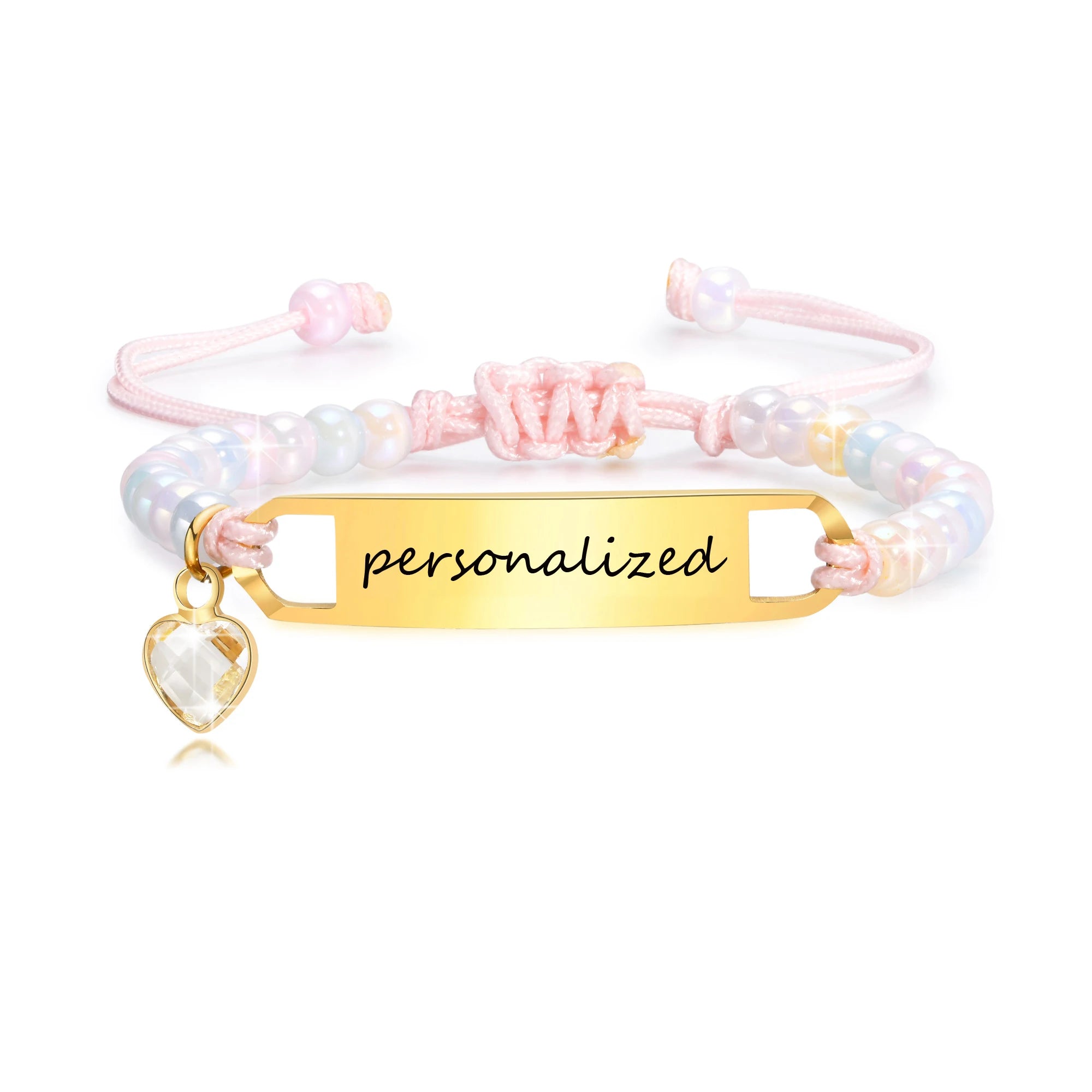 Personalized Kids Name ID Bracelet with Colorful Beads