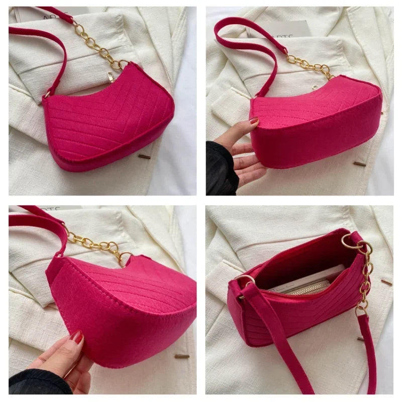 2023 Autumn Trend Lightweight Crocodile Felt Small Square Shoulder Bag for Women