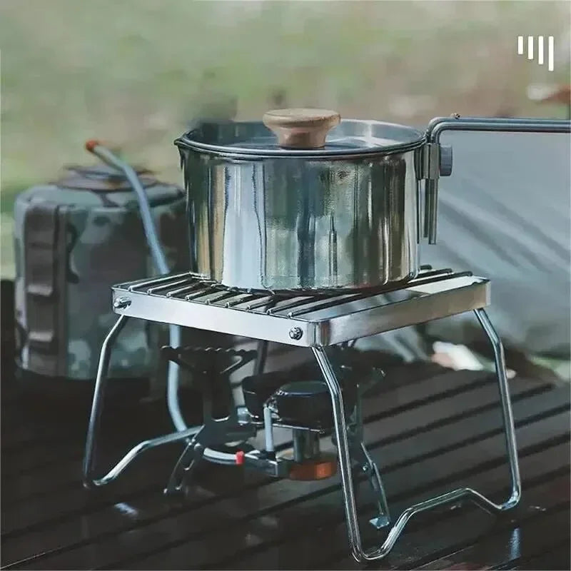 Portable Stainless Steel Camping Stove Stand - Foldable Pot Holder for Outdoor Cooking