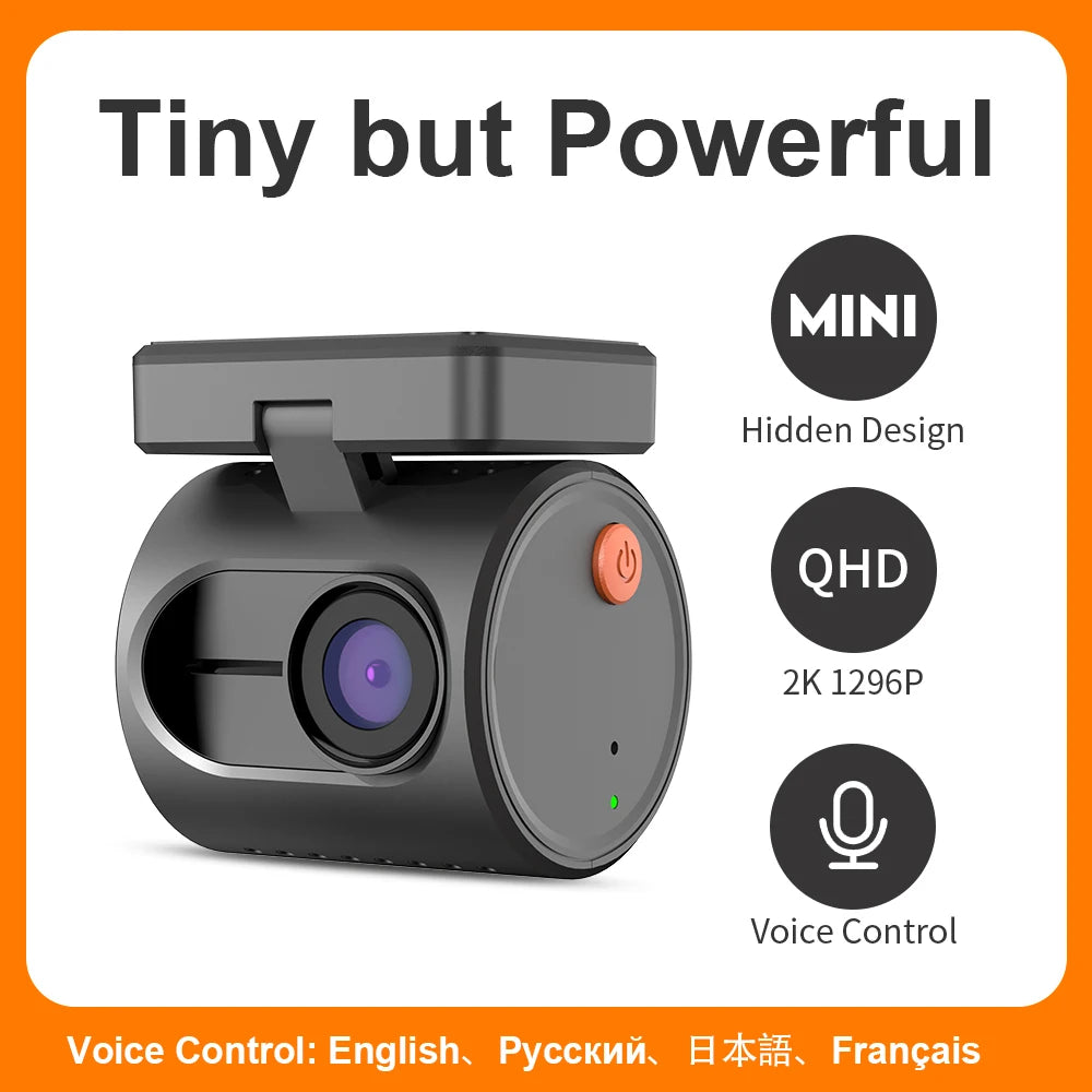 2K QHD Dash Cam with WiFi, Voice Control & Night Vision for Cars