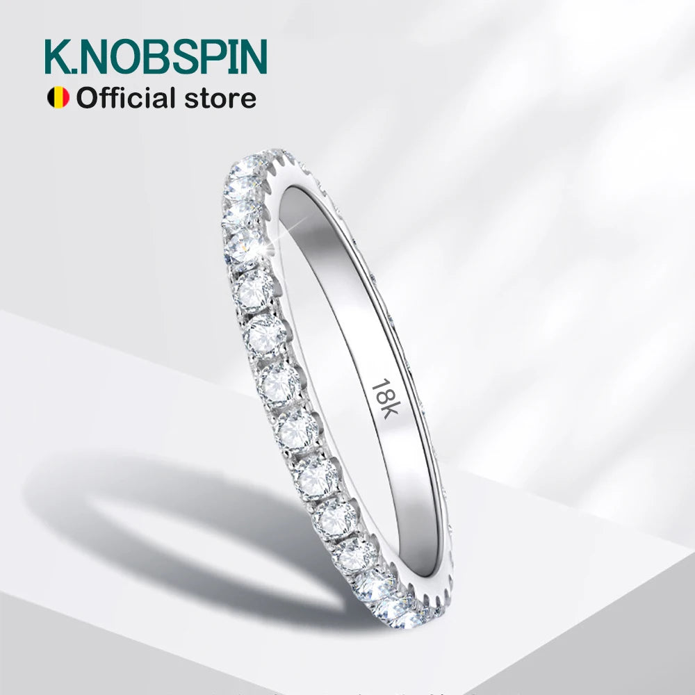 2mm D Color Moissanite Eternity Ring – 925 Sterling Silver 18k White Gold Plated Wedding Band