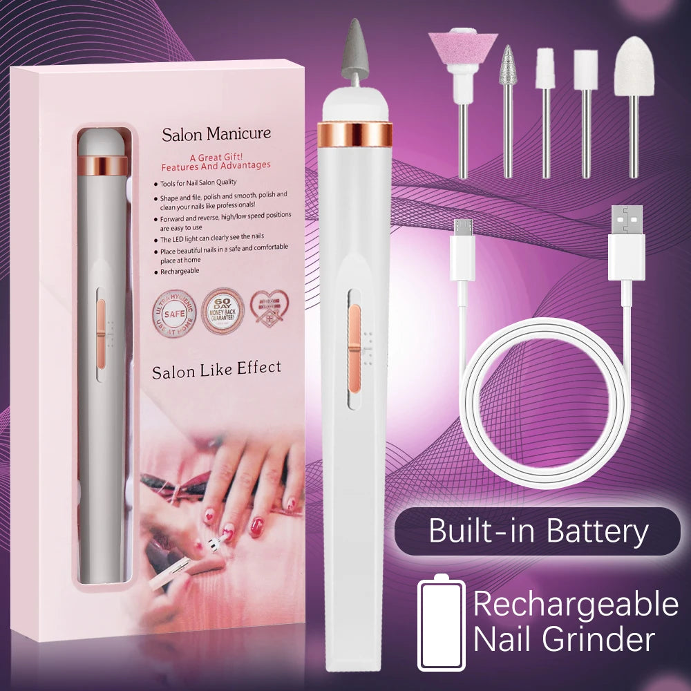 Portable Electric Nail Drill with 5 Functions for Manicure & Pedicure