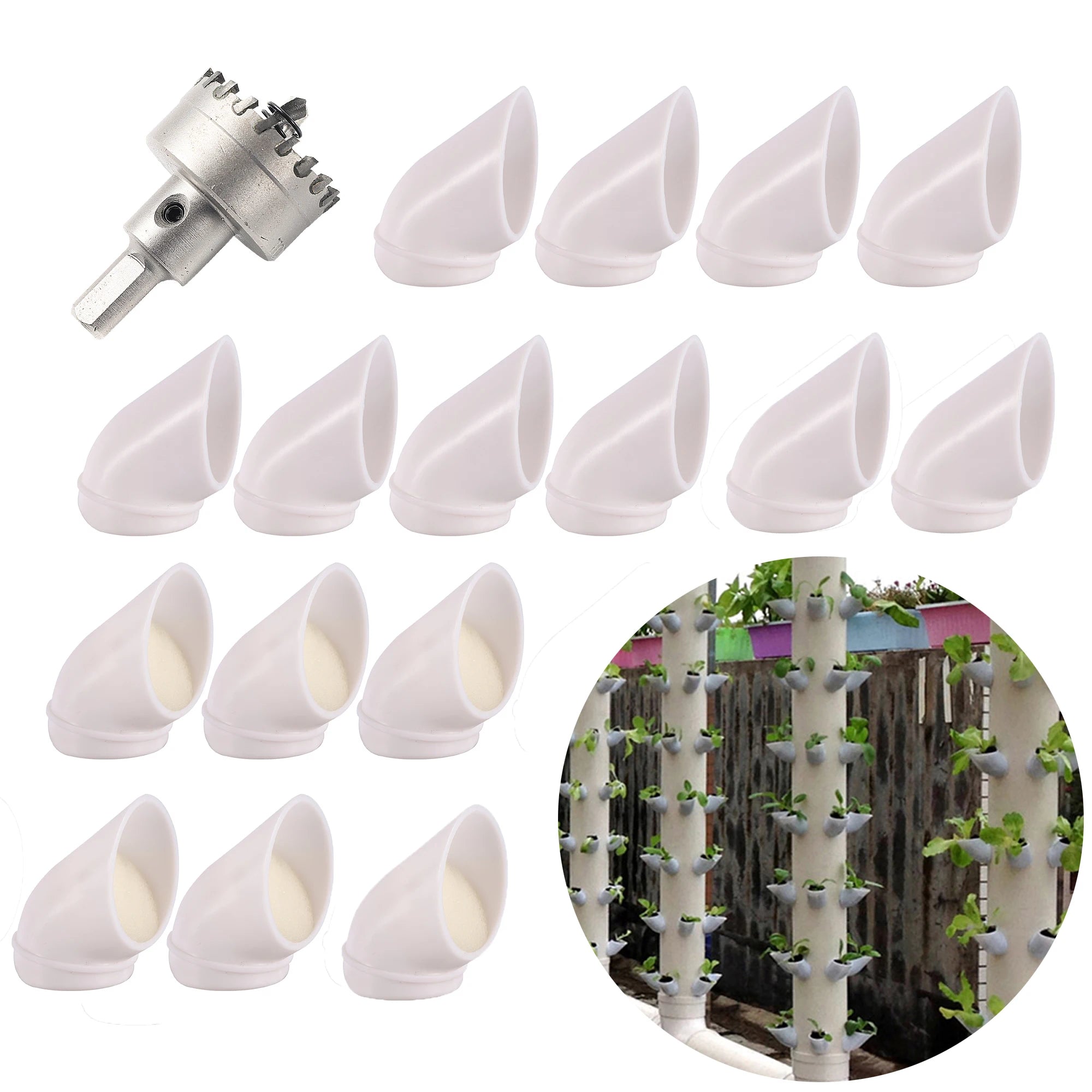 Multi-Tooth Drill Bit and Soilless Hydroponic Nursery Pots for Efficient Seed Cultivation