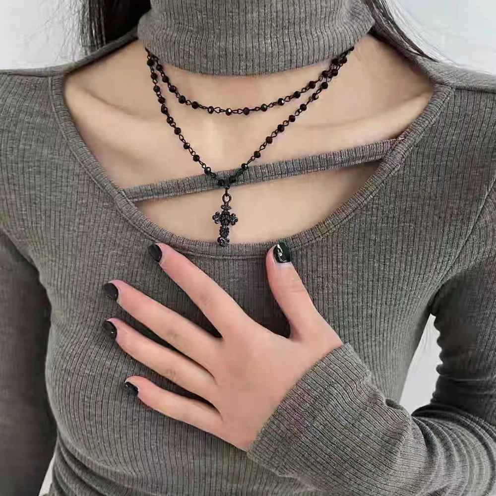 🔥 Collar con borlas cruzadas personalizado de gran venta: cadena con colgante de doble capa de alta costura para mujer 🔥