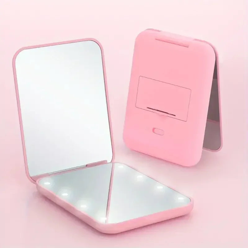 Portable LED Makeup Mirror with 2X Magnification – Compact, Travel-Friendly & Lighted