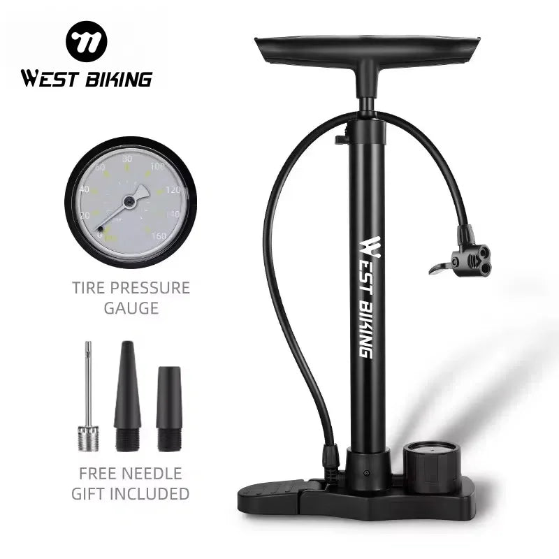 High-Pressure Manual Bike Pump with Gauge – 160PSI for Bicycle, Motorcycle, Balls & More