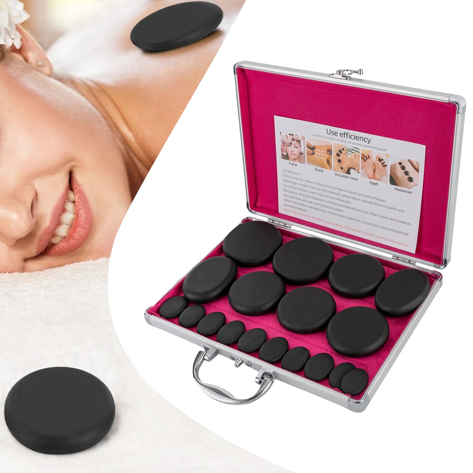 Professional Hot Stone Massage Set with Heater - 16 Basalt Stones for Spa & Home Relaxation