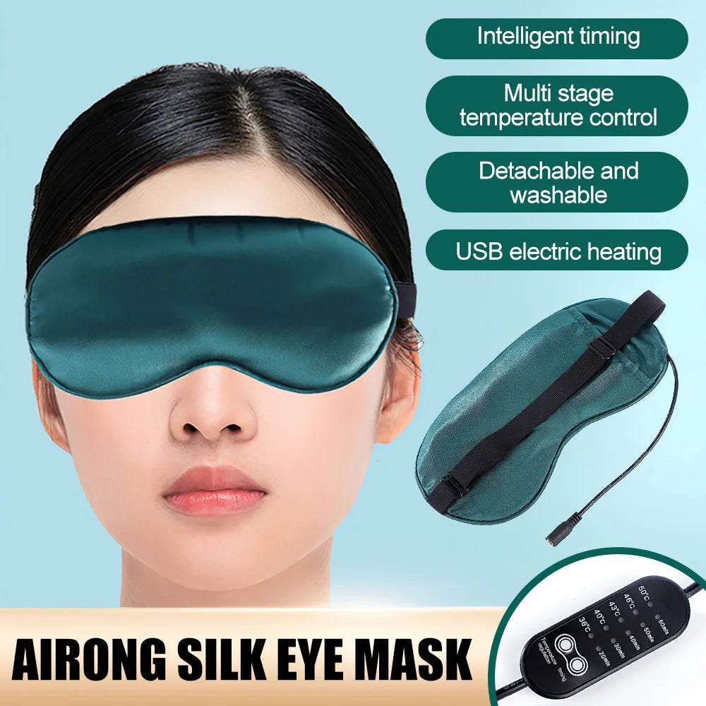 USB Heated & Cooling Eye Mask with Temperature Control – Lavender Silk Sleep Mask