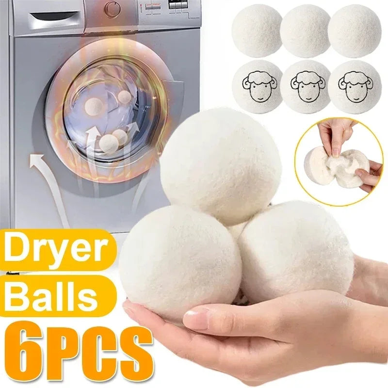 Natural Wool Dryer Balls – Eco-Friendly Fabric Softener & Energy Saver (Set of 6)