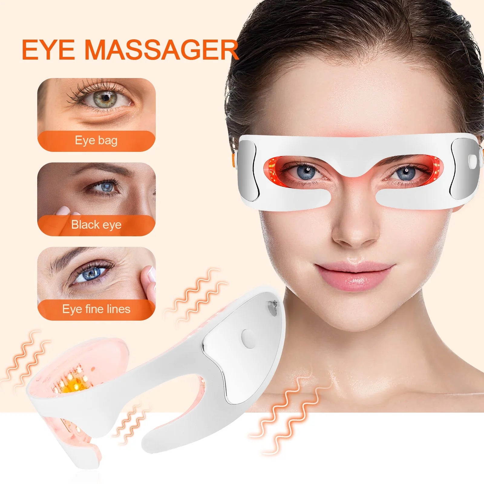 Rechargeable LED Eye Massager with Heat & Vibration – Relieve Fatigue & Reduce Wrinkles