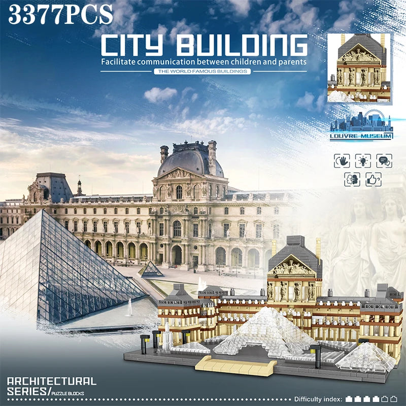 Louvre Museum Micro Building Block Set – Iconic Architecture DIY Model for Adults & Teens