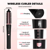 Wireless Hair Styler - 3-in-1 Straightening, Curling & Volumizing Brush with Ionic Technology