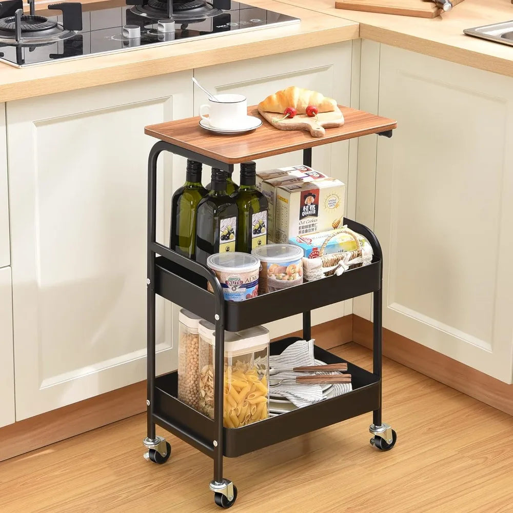 Slim Waterproof Rolling Storage Cart with Wheels