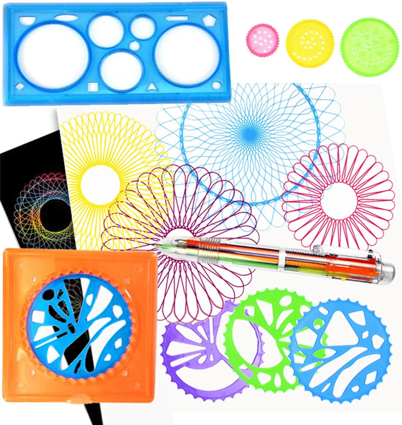 Rainbow Spiral Art Stencils - Creative Drawing Templates for Kids & DIY Crafts