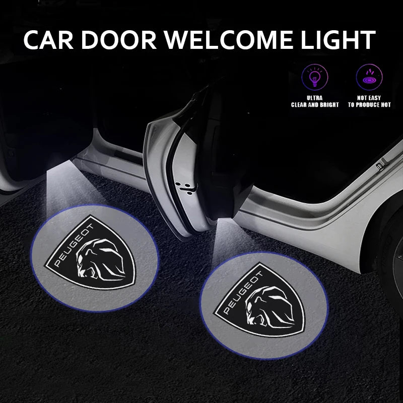 Peugeot LED Door Projector Lights - Wireless Welcome Logo Lights for 206 207 208 3008 308 Models