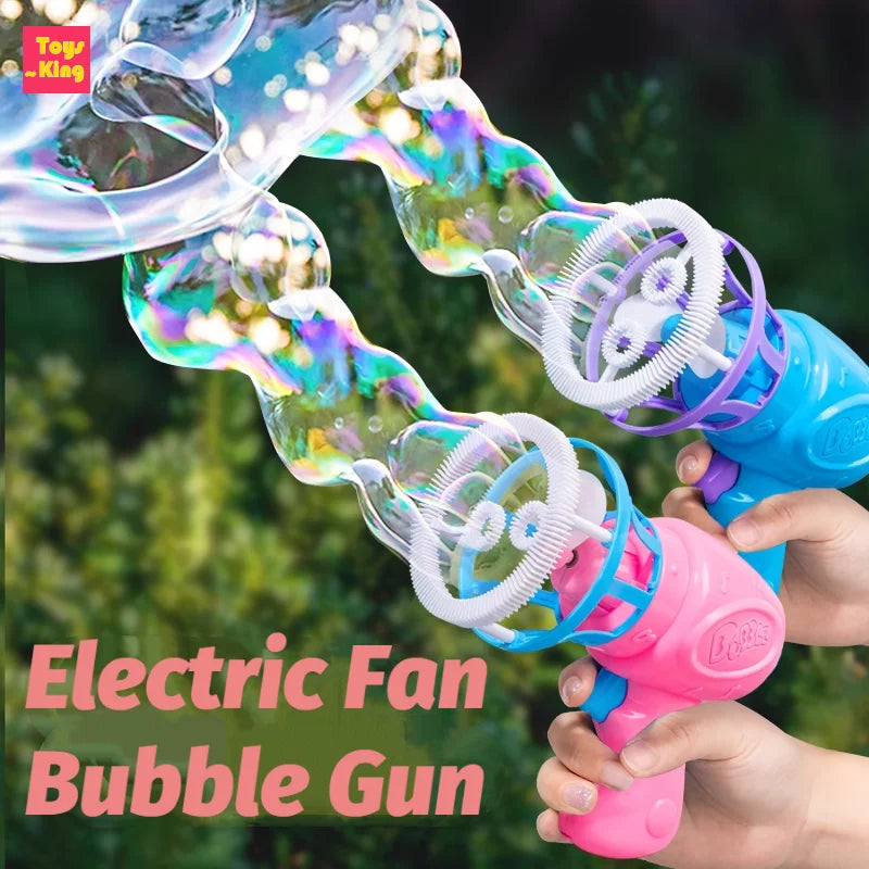 Electric Bubble Gun for Kids - Automatic Bubble Blower Toy with Fan for Outdoor Play