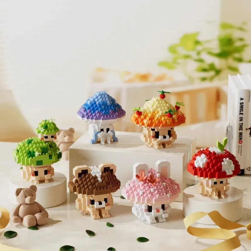 Mushroom & Vegetable Building Block Set – 6 Creative DIY Models for Kids