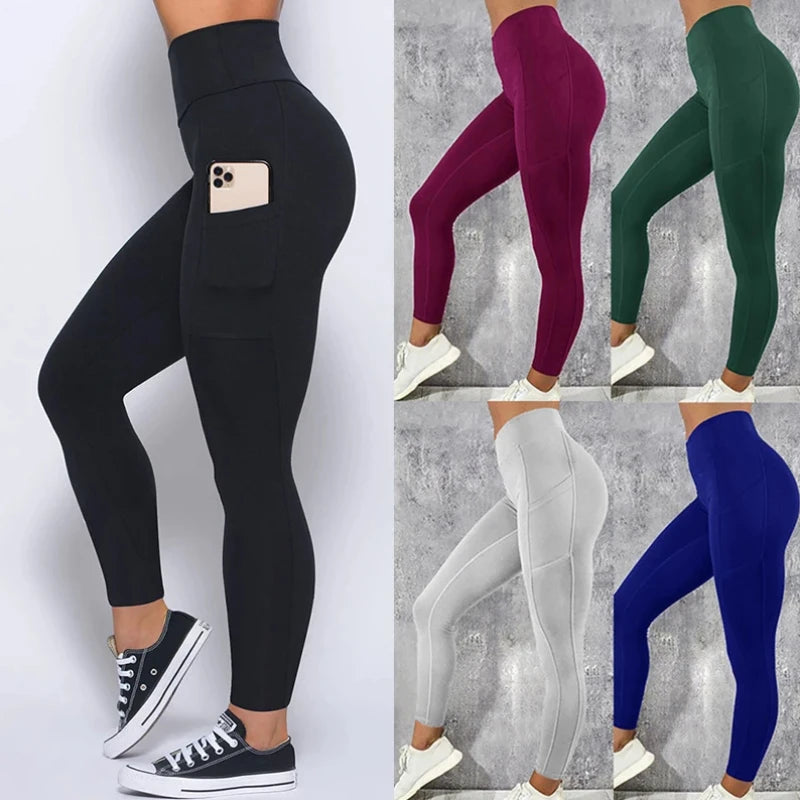 Plus Size High-Waisted Yoga Pants with Pockets – Workout & Running Tights