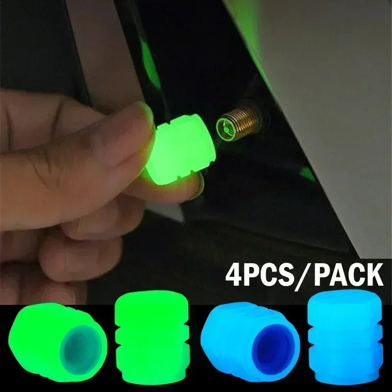 Glow-in-the-Dark Tire Valve Caps – Fluorescent Stem Covers for Cars, Motorcycles & Bicycles