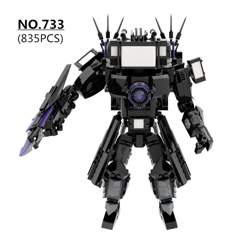 835-Piece Skibidi Toilet Titan TV Man Building Blocks Set – Compatible DIY Brick Toy for Boys