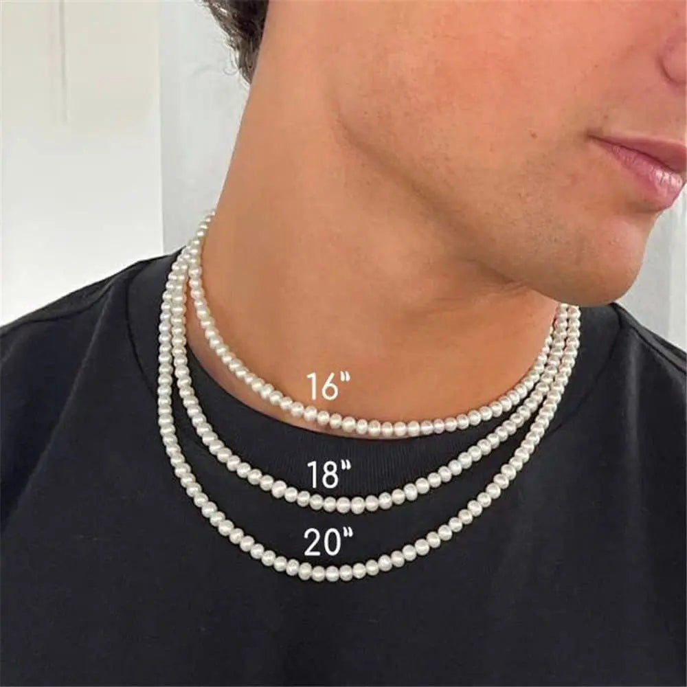 🔥Collar de perlas blancas artificiales genial: elegante gargantilla con cadena de cuentas para hombres y mujeres 🔥