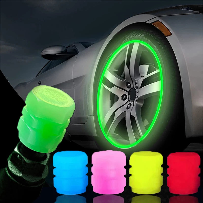 Glow-in-the-Dark Tire Valve Caps – Universal Fit for Cars, Motorcycles & Bicycles
