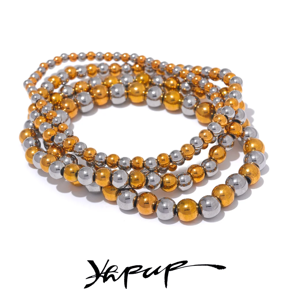 Trendy Stainless Steel Beaded Bracelet – Modern Elegance for Every Occasion