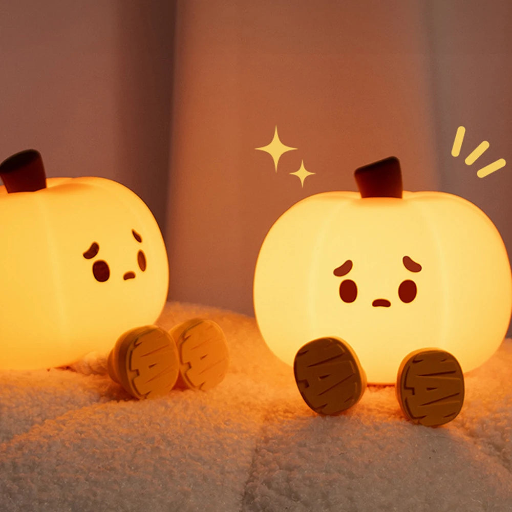 Halloween Pumpkin Night Light – Soft Silicone Lamp with Dimmable Timer
