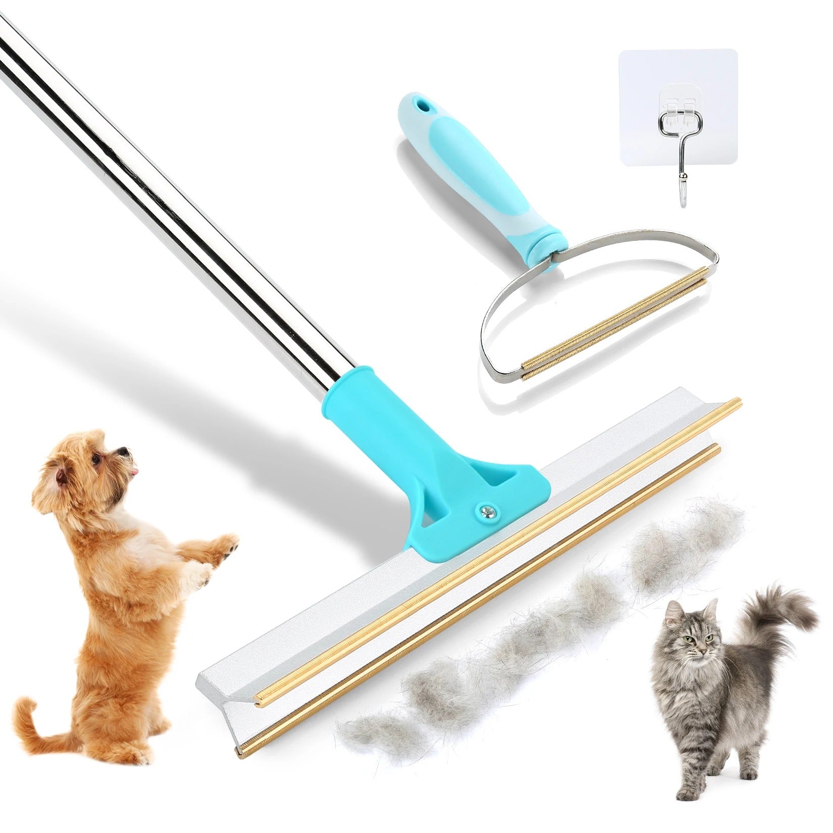 Pet Hair Remover – Adjustable Carpet Rake & Reusable Lint Brush for Fur Removal